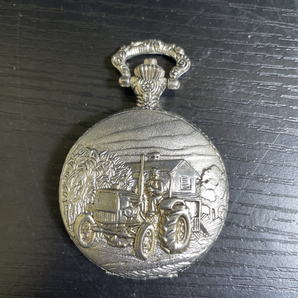 Milron Quartz Pocket Watch Tractor Farmer Hunter Case Farm Theme